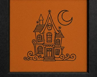 Halloween Castle Embroidery Design | Haunted House Machine Embroidery File for Spooky Decor