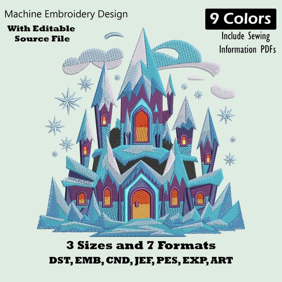 Christmas Winter Frozen Castle Embroidery Design : Fairytale Holiday Machine Embroidery Pattern