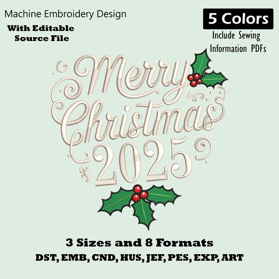 Merry Christmas Ornament Embroidery Design: Holiday Décor Machine Embroidery File