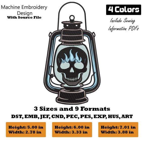 Halloween Skull Lantern Embroidery Design: Spooky Machine Pattern (Download)