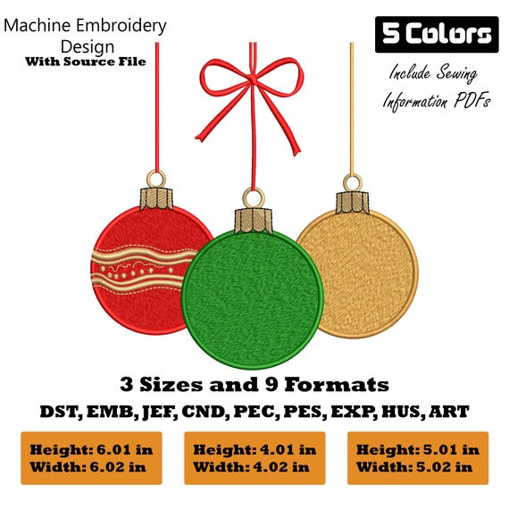 Christmas Balls Embroidery Design: Holiday Decor Machine Embroidery Pattern