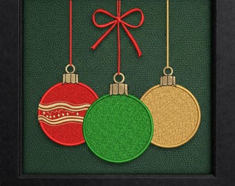 Motif de broderie de boules de Noël : Modèle de broderie machine pour décorations de fêtes