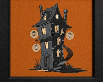 Halloween Haunted House Machine Embroidery Design | Spooky Digital Pattern