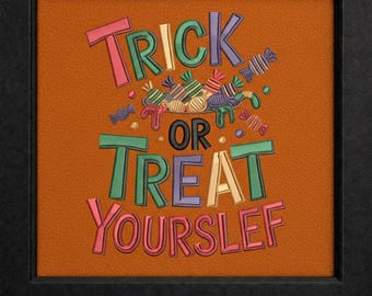 Halloween Trick or Treat Candy Embroidery Design: Spooky Machine Embroidery File PES DST