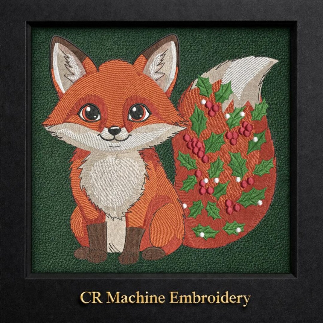 Fox Machine Images Christmas Fox Machine Embroidery Design | Forest Creature Animal File ...