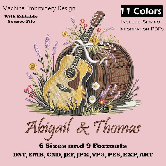 Personalized Wedding Embroidery Design: Custom Couple Monogram Machine Embroidery File