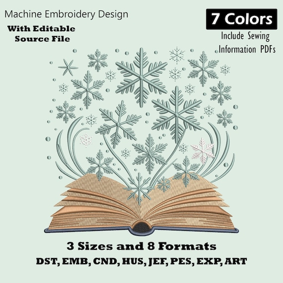 Christmas Book in Snowflake Embroidery Design | Vintage Holiday Machine Embroidery File