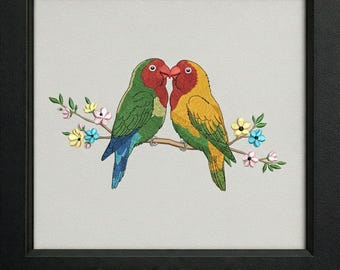Motif de broderie perroquet – Fichier machine oiseaux tropicaux (PES DST EXP)