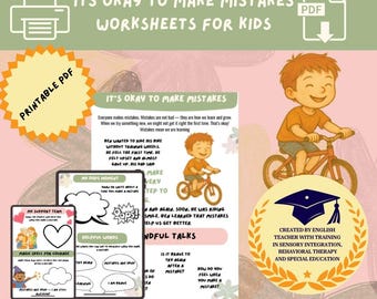Hoja de trabajo "Está bien cometer errores" - Aprendizaje infantil (PDF imprimible)