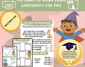 Hojas de trabajo sobre valentía para niños: Actividades de coraje (PDF imprimible). Materiales para padres y maestros.