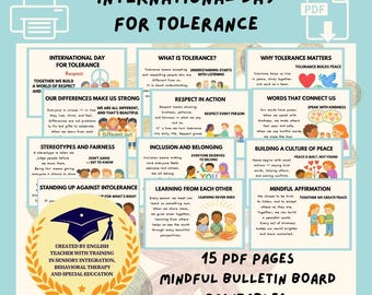 Carteles de Tolerancia para el Tablón de Anuncios / Decoración del Aula (15 páginas PDF)