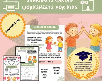 Hojas de trabajo "Compartir es amar" – Actividad de bondad para niños (PDF imprimible). Materiales para padres y maestros.