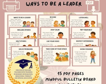 Kit para tablón de anuncios de liderazgo / Decoración para aulas SEL (PDF)