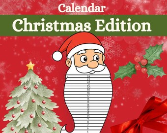 Cuenta regresiva navideña con barba de Papá Noel • Calendario de adviento imprimible * Manualidad de cuenta regresiva navideña • Actividad recortable con barba de Papá Noel