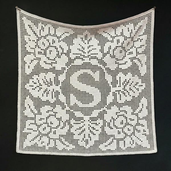 Filet Crochet Letter S Pattern PDF | Monogram Chart | Alphabet Wall Art Pattern | Digital Download