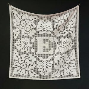 Filet Crochet Letter E Pattern PDF | Monogram Chart | Alphabet Wall Art Pattern | Digital Download