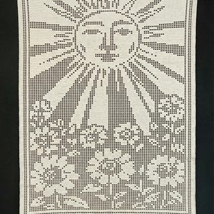 The Sun Major Arcana Tarot Filet Crochet Pattern PDF | Large Wall Tapestry Chart | Digital Download