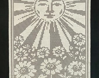 The Sun Major Arcana Tarot Filet Crochet Pattern PDF | Large Wall Tapestry Chart | Digital Download