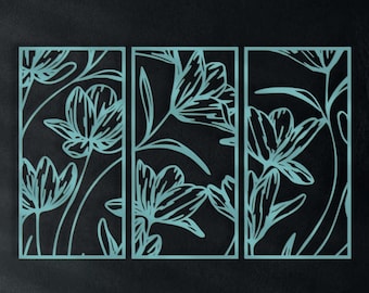 Floral Panel SVG Bundle: Laser Cut Flower Wall Art (Digital Files)