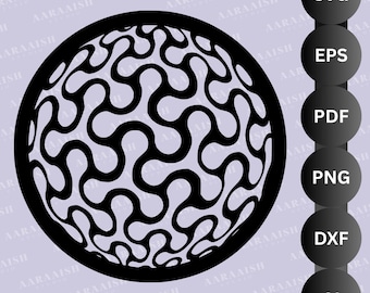 Geometric Sphere Laser Cut SVG | Abstract Round Wall Art DXF EPS Png Pdf Ai