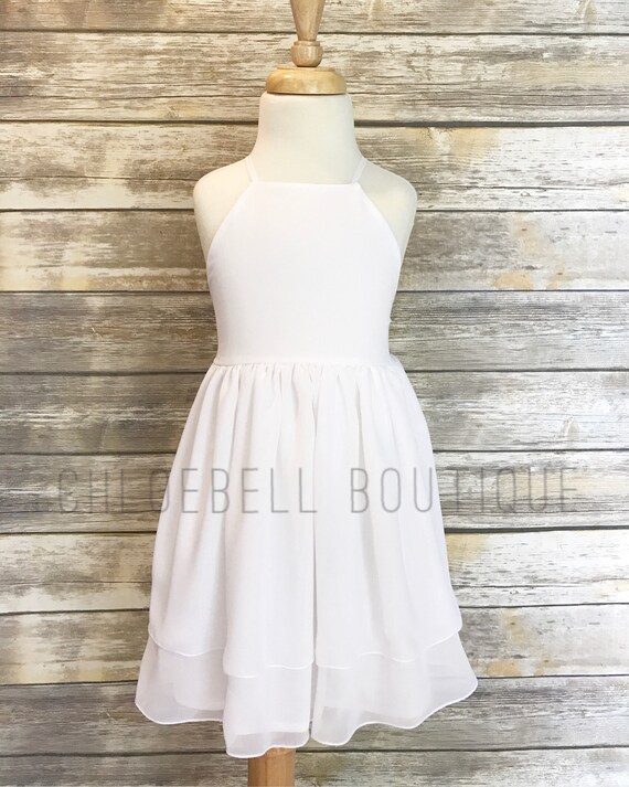 white chiffon flower girl dress