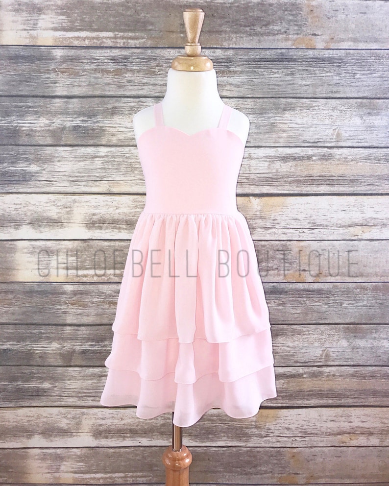 Blush Flower Girl Dress Blush Chiffon Dress Pastel Toddler Etsy