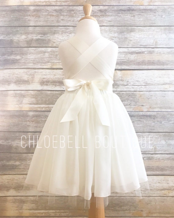 Sweetheart Chiffon And Tulle Flower Girl Dress Ivory Sweetheart Flowergirl Dress Beach Wedding Flower Girl Dress Chiffon And Tulle
