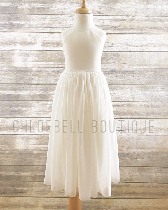 white chiffon dress midi