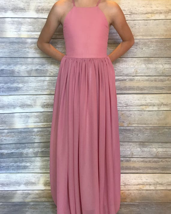 dusty pink flower girl dresses
