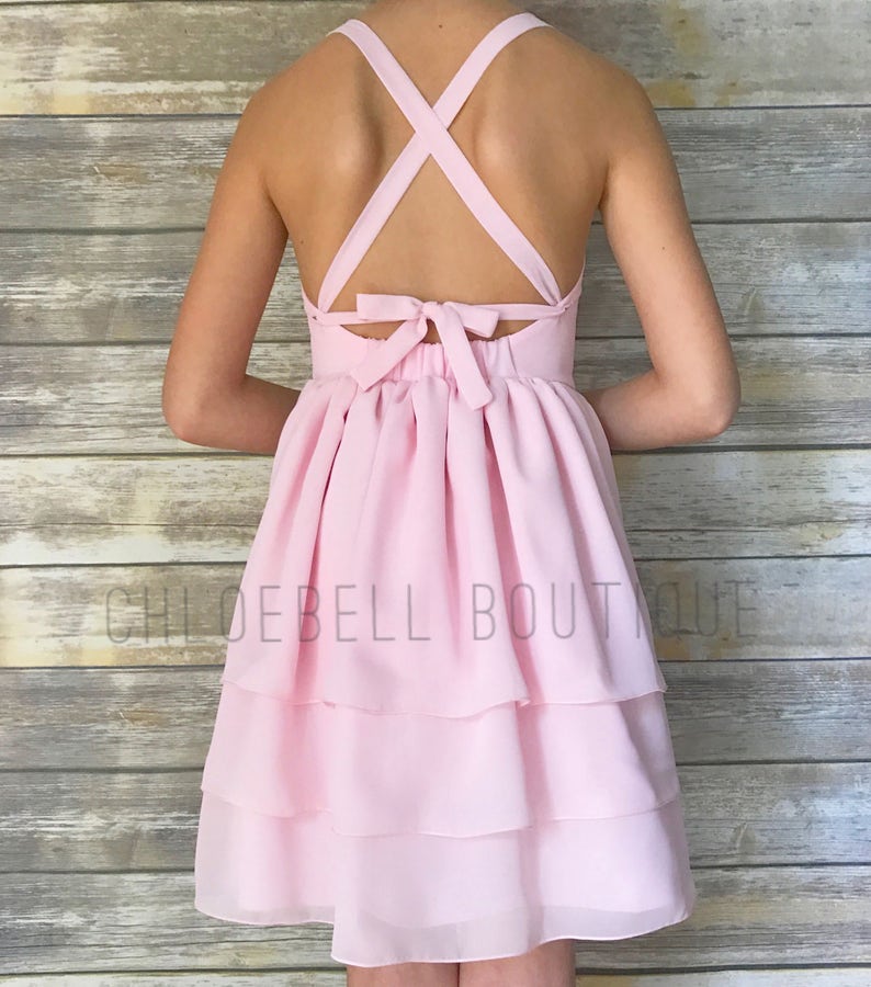 Blush Flower Girl Dress Blush Chiffon Dress Pastel Toddler Etsy