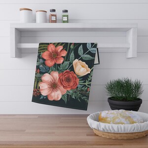 Floral Baumwolle Geschirrtuch: Rustikale Küche & Tisch Dekor