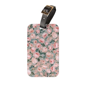 Floral Luggage Tag - Travel Accessories, Personalized Tags, Gift Idea for Travelers, Floral Design, Vintage Style