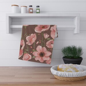 Florales Geschirrtuch, rosa Blumen Design - Küchentuch, Geschirrtuch, Home Decor, Geschenk für Gastgeberin, Housewarming Geschenk