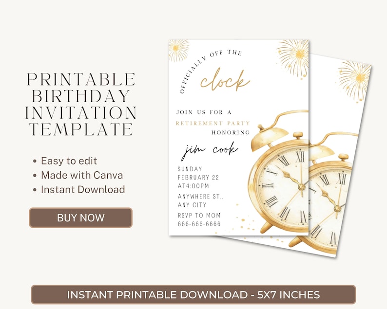 Retirement Party Invitation Template, Editable Canva 5x7 Printable ...