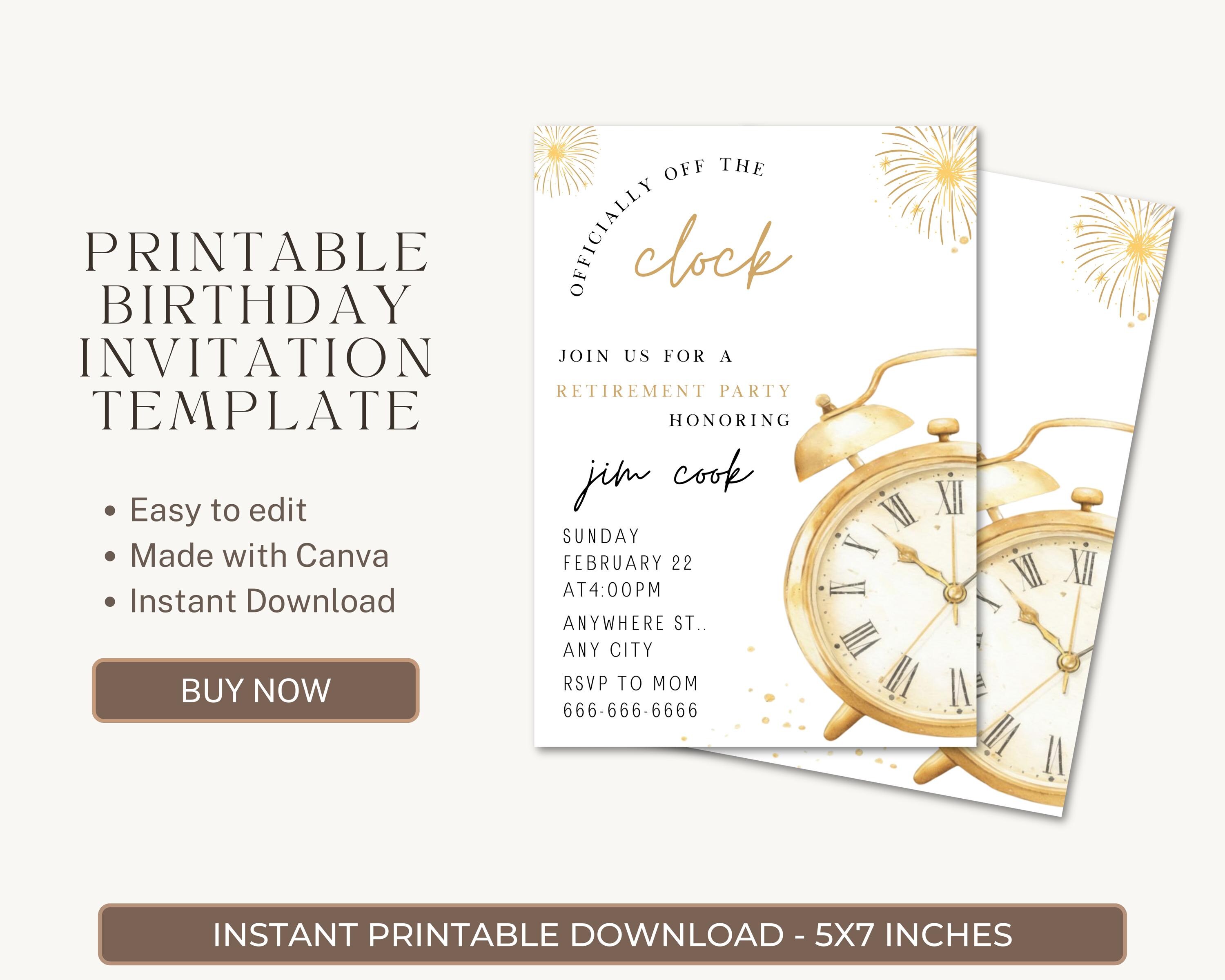 Retirement Party Invitation Template, Editable Canva 5x7 Printable ...