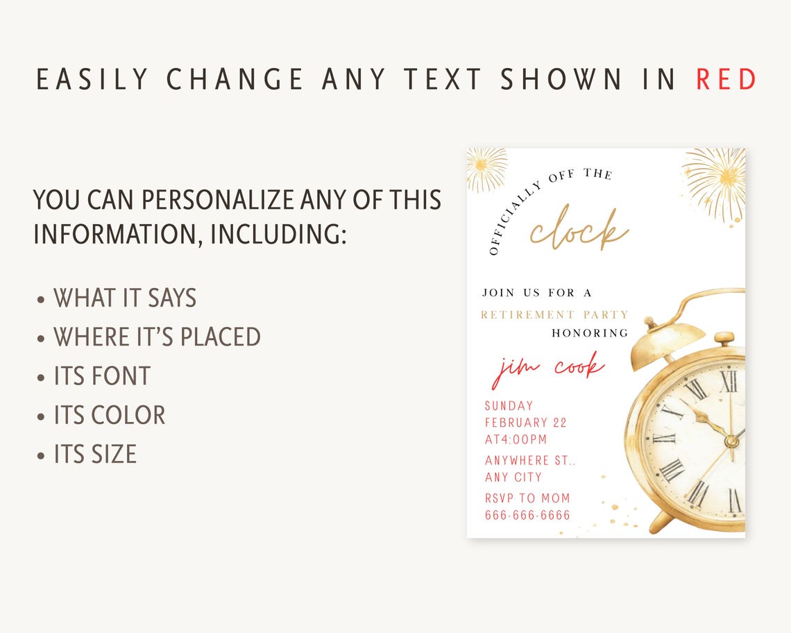 Retirement Party Invitation Template, Editable Canva 5x7 Printable ...
