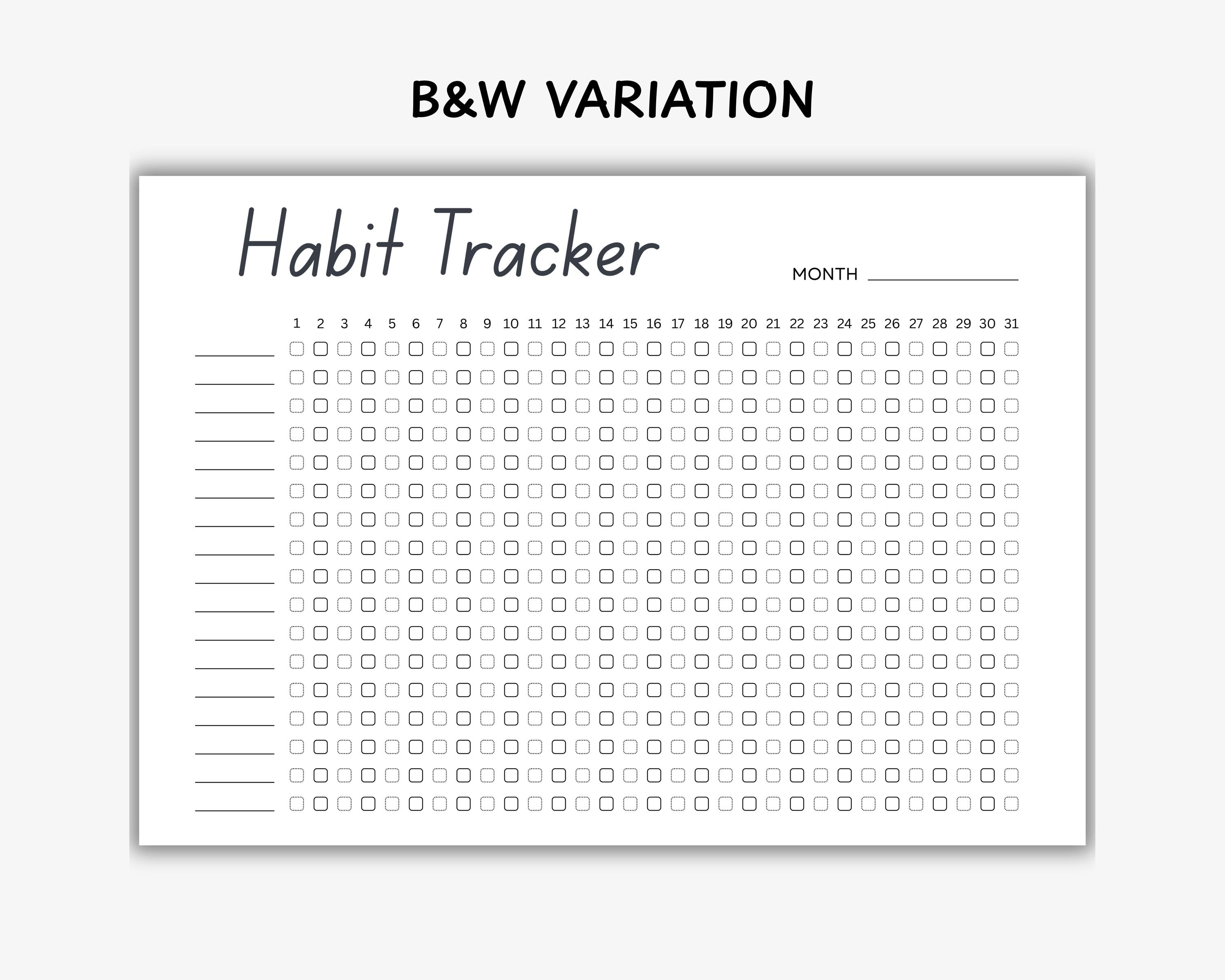Monthly Habit Tracker Printable, 30 Day Habit Challenge, Editable Canva ...