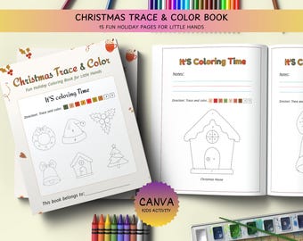 Festive Season Tracing and Coloring Pages for Kids | Holiday Activity Book Printable PDF
