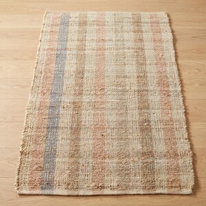 Striped Jute Rug | Handwoven Natural Decor | Neutral Floor Accent image 5