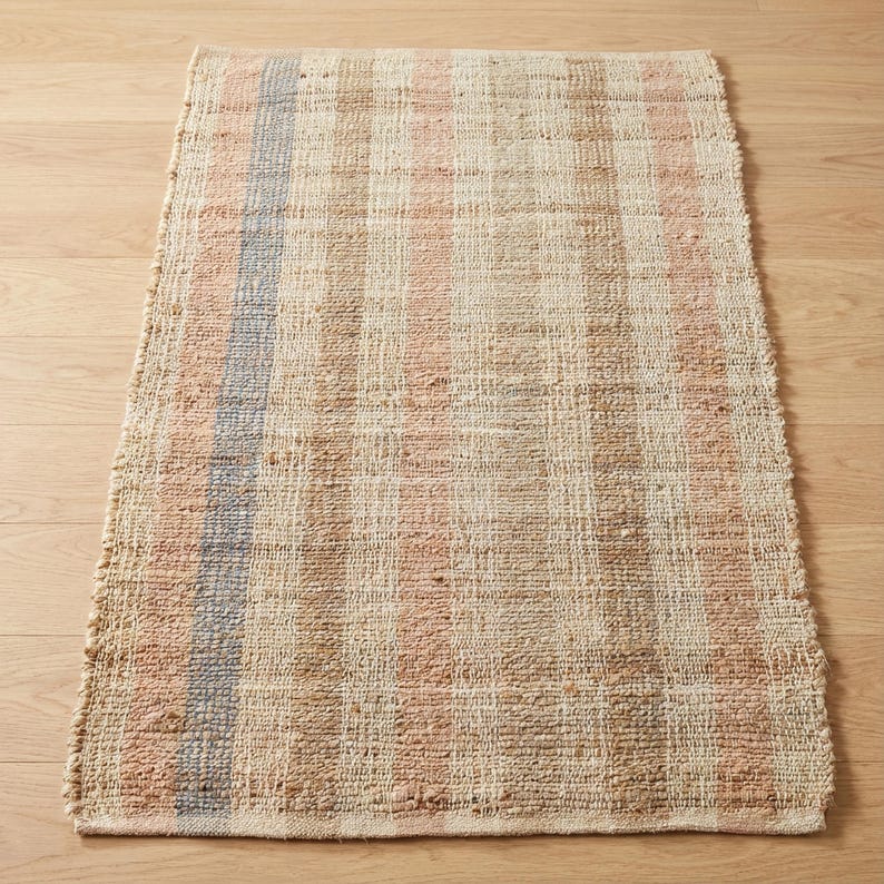 Striped Jute Rug | Handwoven Natural Decor | Neutral Floor Accent image 5