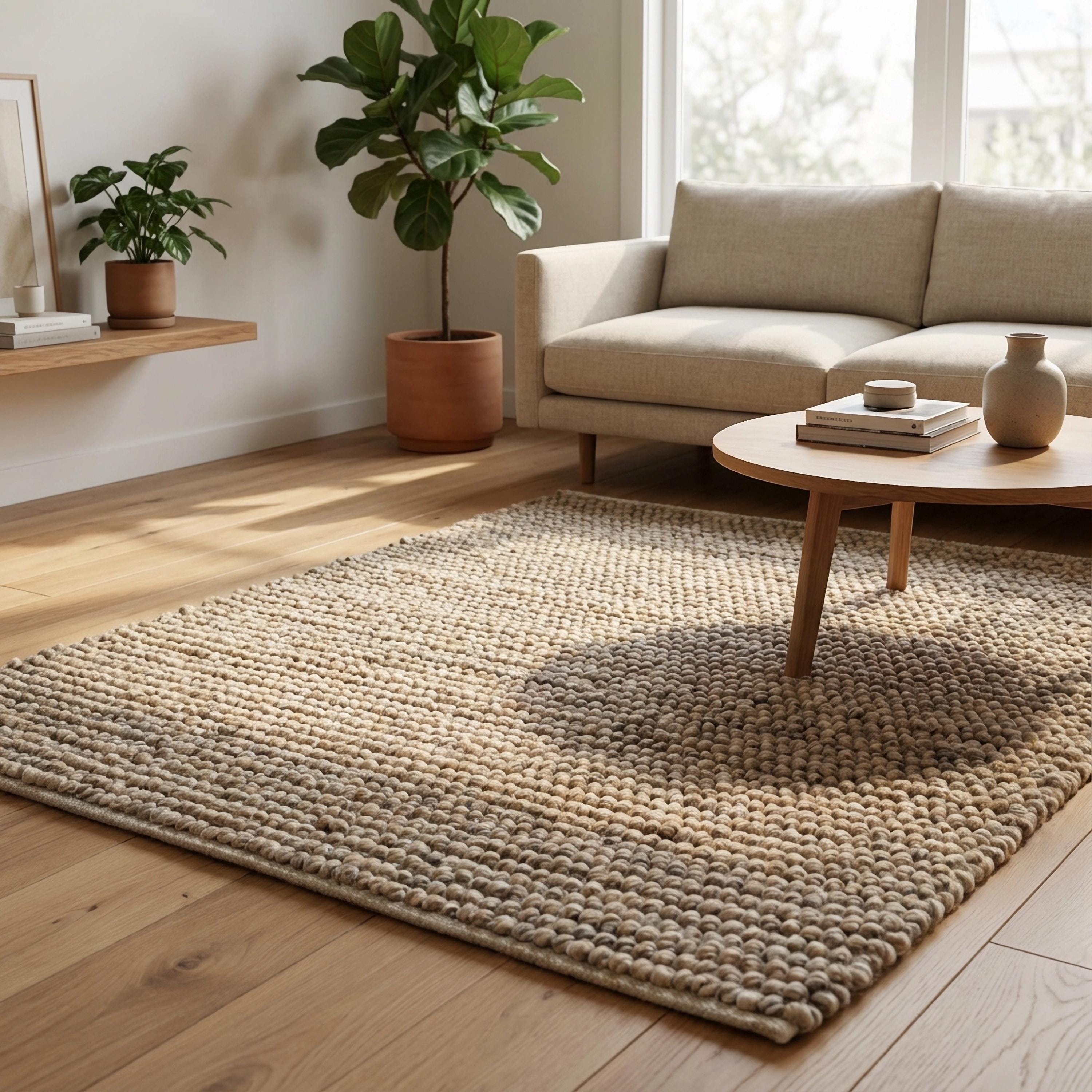 Chunky Wool Rug | Handwoven Thick Loop Texture | Cozy Neutral Decor - Etsy