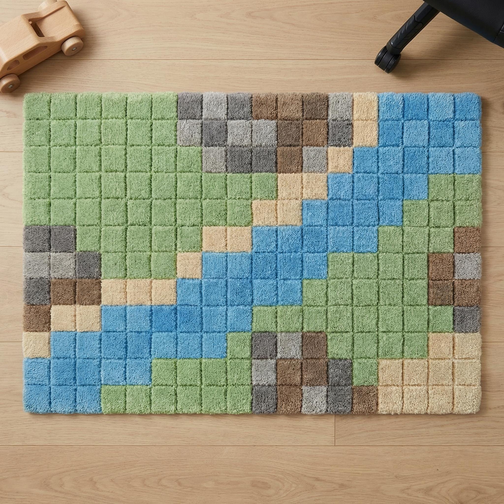 Noce Pixel Rug Hand Tufted Wool Pixel Rug, Gaming Room Decor, Custom Size - Etsy