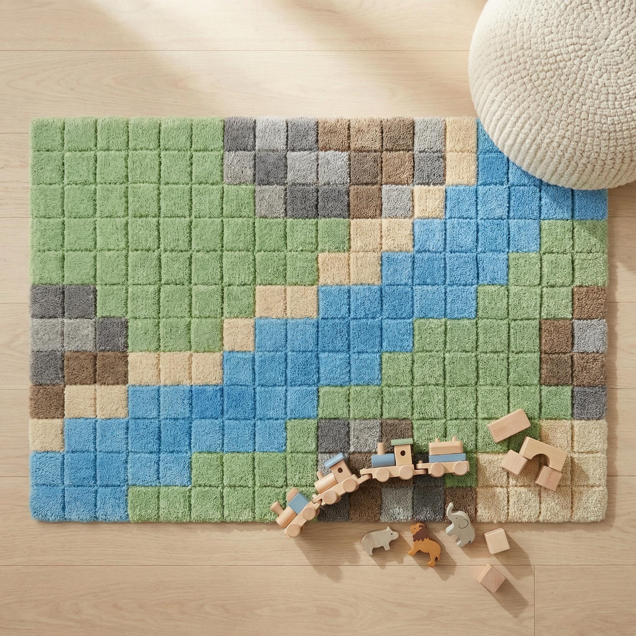 Noce Pixel Rug Hand Tufted Wool Pixel Rug, Gaming Room Decor, Custom Size - Etsy