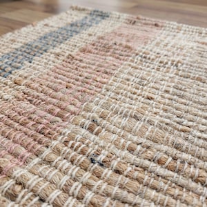 Striped Jute Rug | Handwoven Natural Decor | Neutral Floor Accent image 6