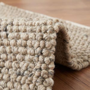 Alfombra de lana gruesa / Tejido a mano con textura de bucle grueso / Decoración neutra acogedora