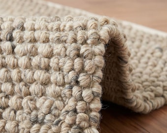 Chunky Wool Rug | Handwoven Thick Loop Texture | Cozy Neutral Decor