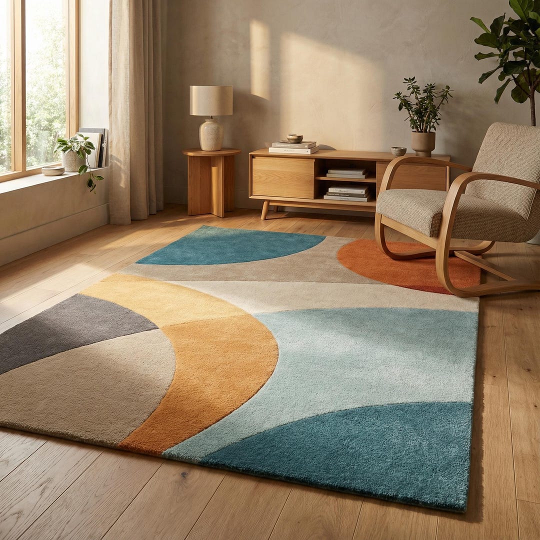 Hand Tufted Wool Rug | Modern Abstract Geometric Design - Etsy