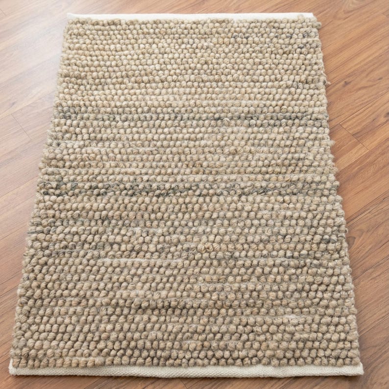Chunky Wool Rug | Handwoven Thick Loop Texture | Cozy Neutral Decor - Etsy