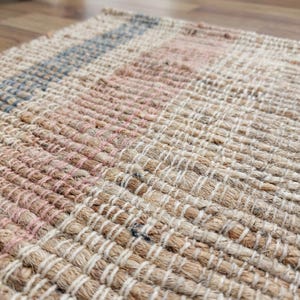 Striped Jute Rug | Handwoven Natural Decor | Neutral Floor Accent image 4