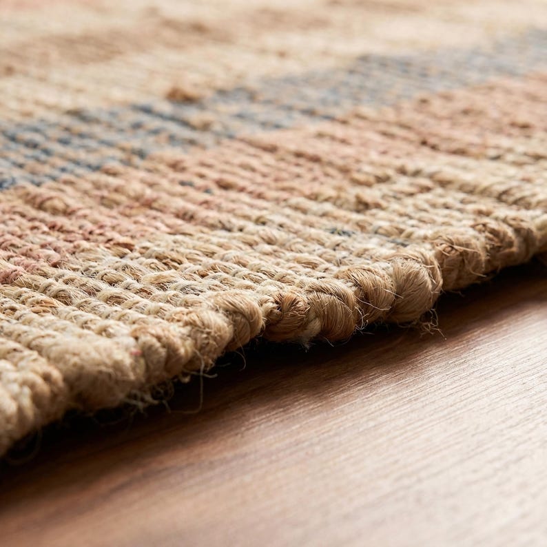 Striped Jute Rug | Handwoven Natural Decor | Neutral Floor Accent image 3